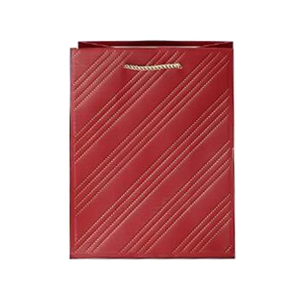 Gift bag, stitch imitation, 18 x 23 x 10 cm, red