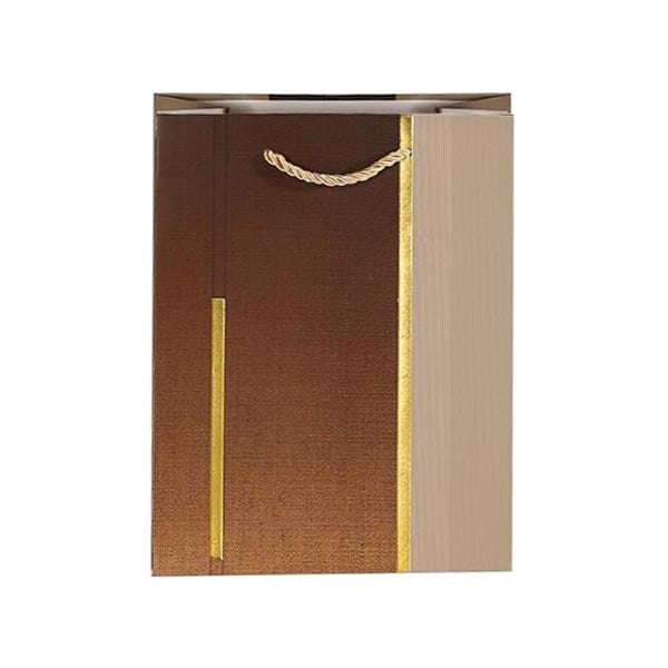 Gift bag, 26 x 32 x 10 cm, brown, with gold ribbon