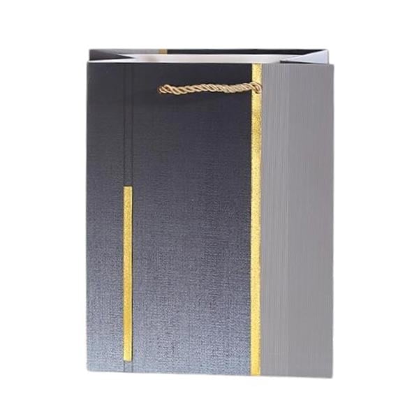 Gift bag, 26 x 32 x 10 cm, grey, with golden ribbon