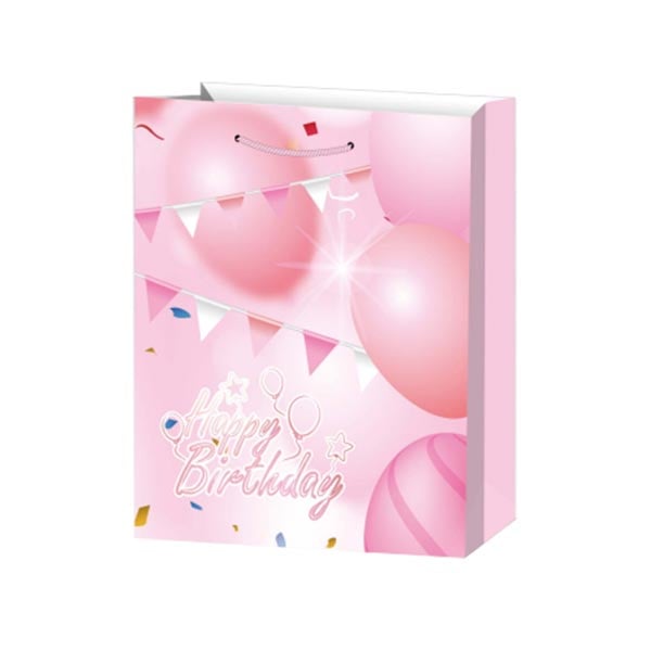 Gift Bag Happy Birthday, 26 x 32 x 10 cm, pink