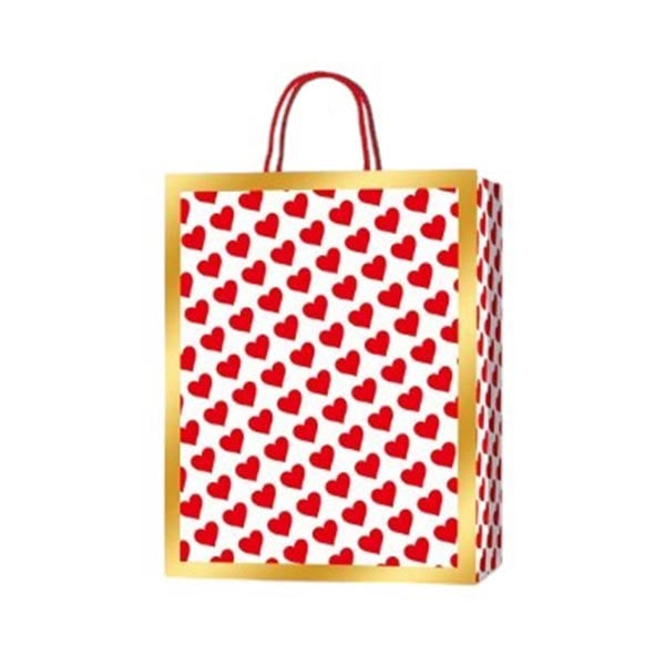 Gift Bag Love, 18 x 23 x 8 cm, red hearts