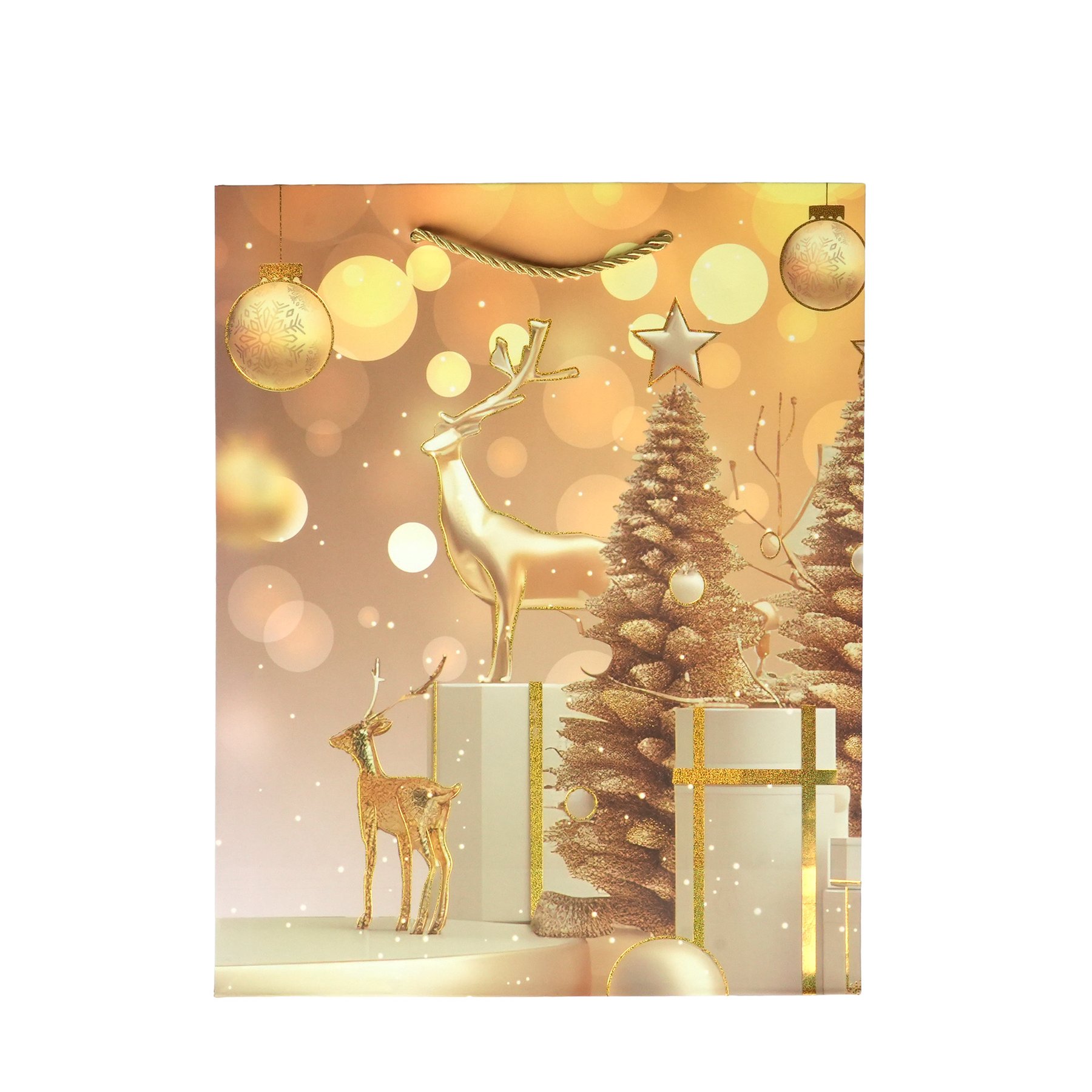 Gift bag Reindeer, Christmas, 26 ? 32 ? 10 cm, gold
