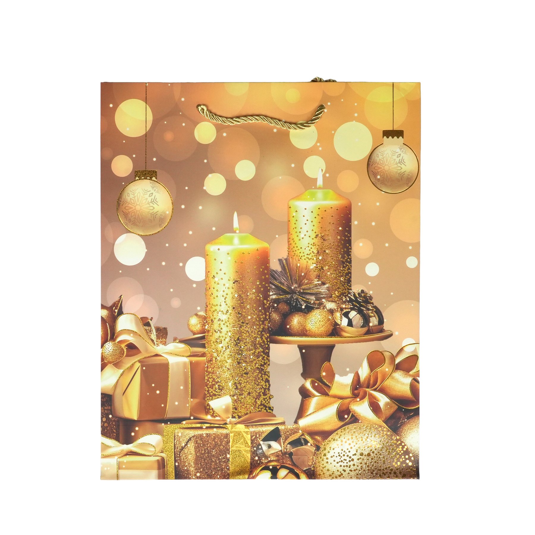 Gift bag Candles, Christmas, 26 ? 32 ? 10 cm, gold