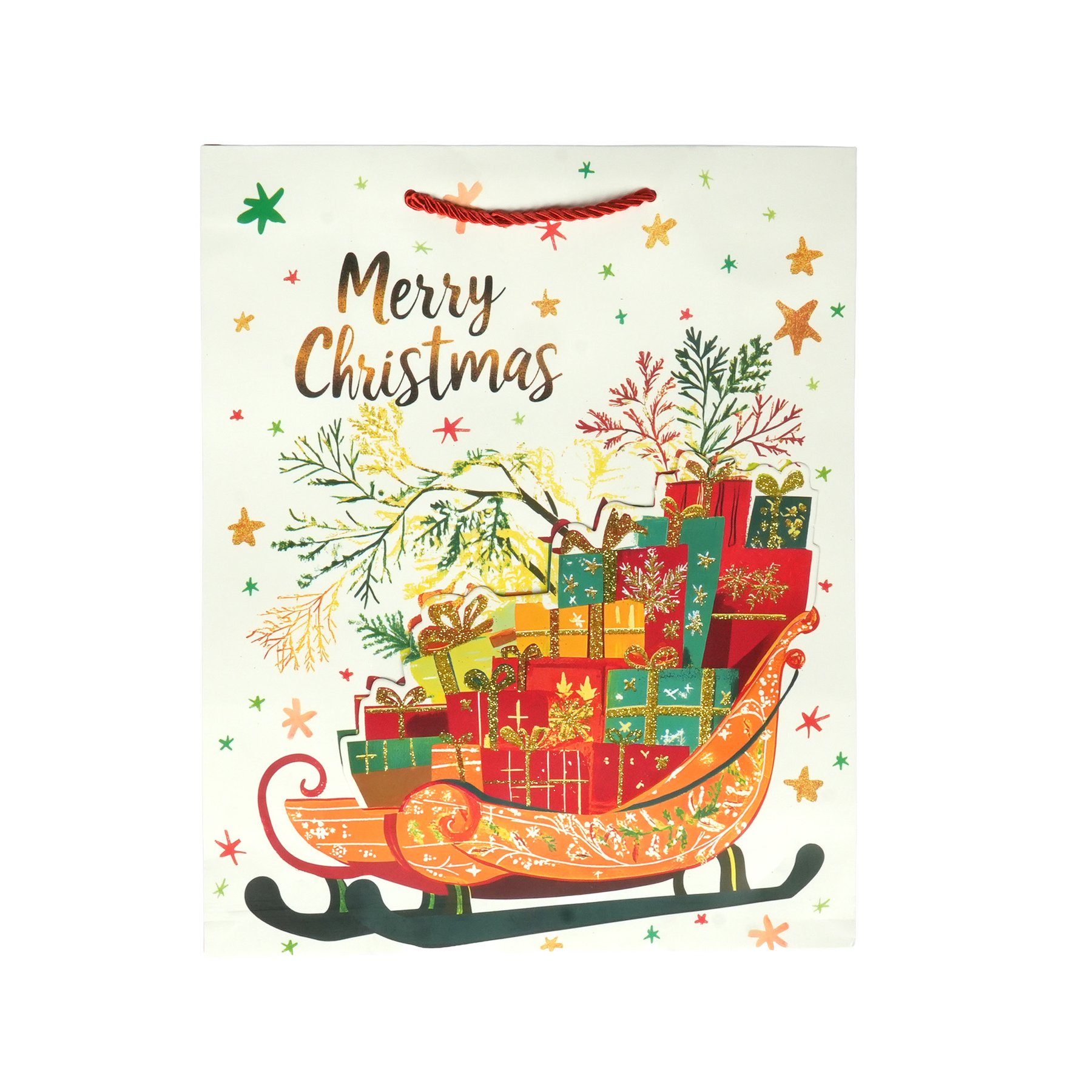 Gift bag Merry Christmas – Sleigh, Christmas, 30 ? 40 ? 12 cm
