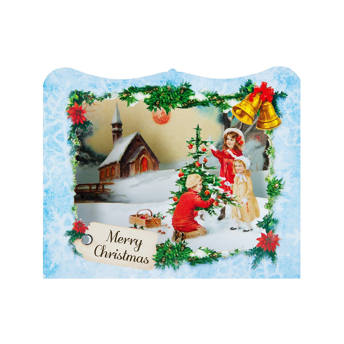 Gespaensterwald 3D card Merry Christmas, decorating a tree