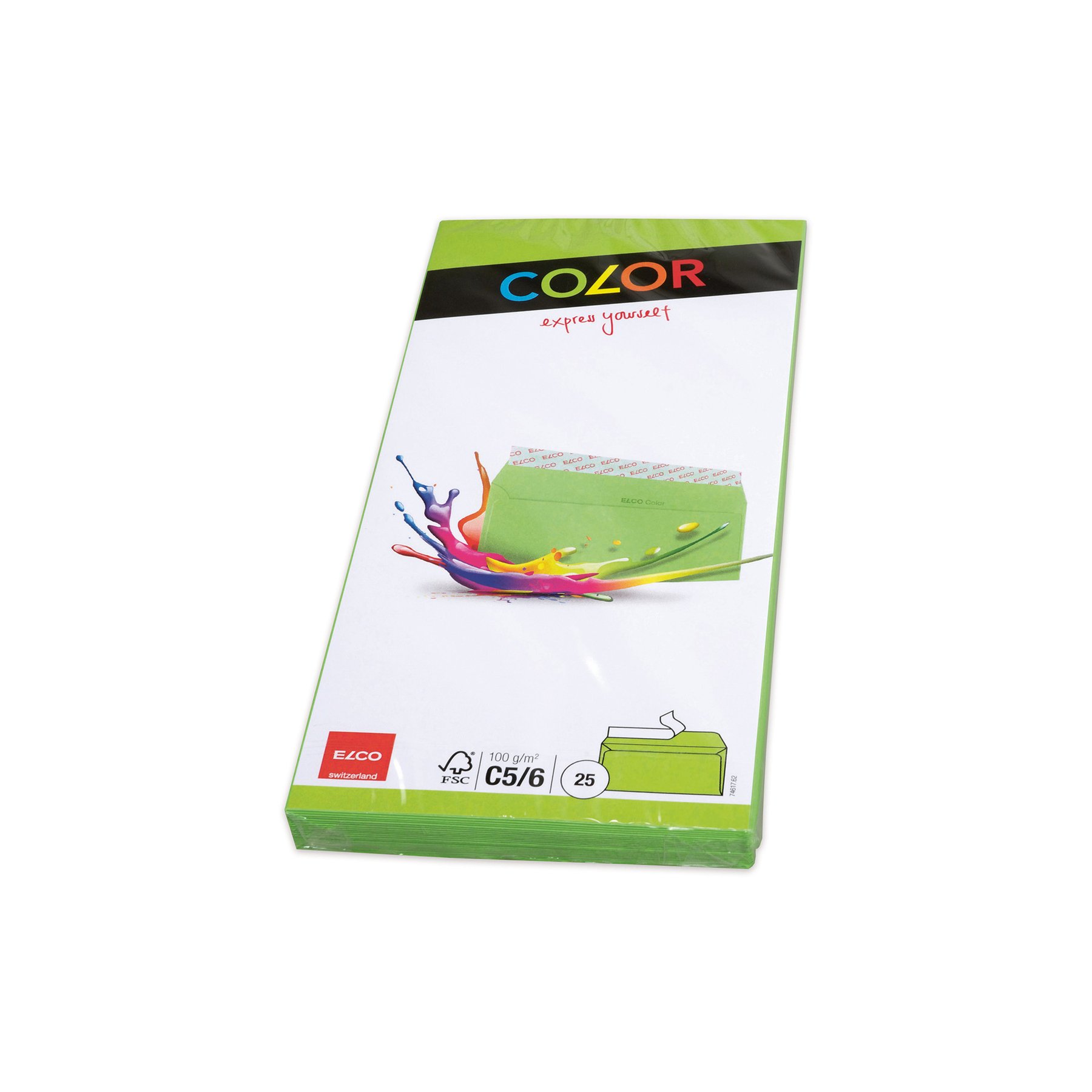 Elco Envelope, C6/5, 114 x 229 mm, 100 g, straight flap, peel & seal, light green, 25 pcs