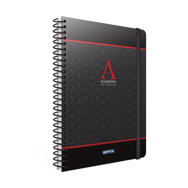 Gipta Academia Notebook, A4, white, wide ruled, microperforated, hardcover, spiral, 120 sheets