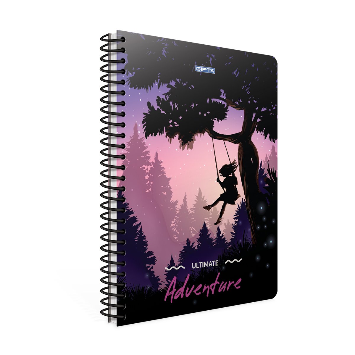 Gipta Adventure Notebook, 17 x 24 cm, White, Wide Ruled, Cardboard Cover, Spiral, 80 Sheets