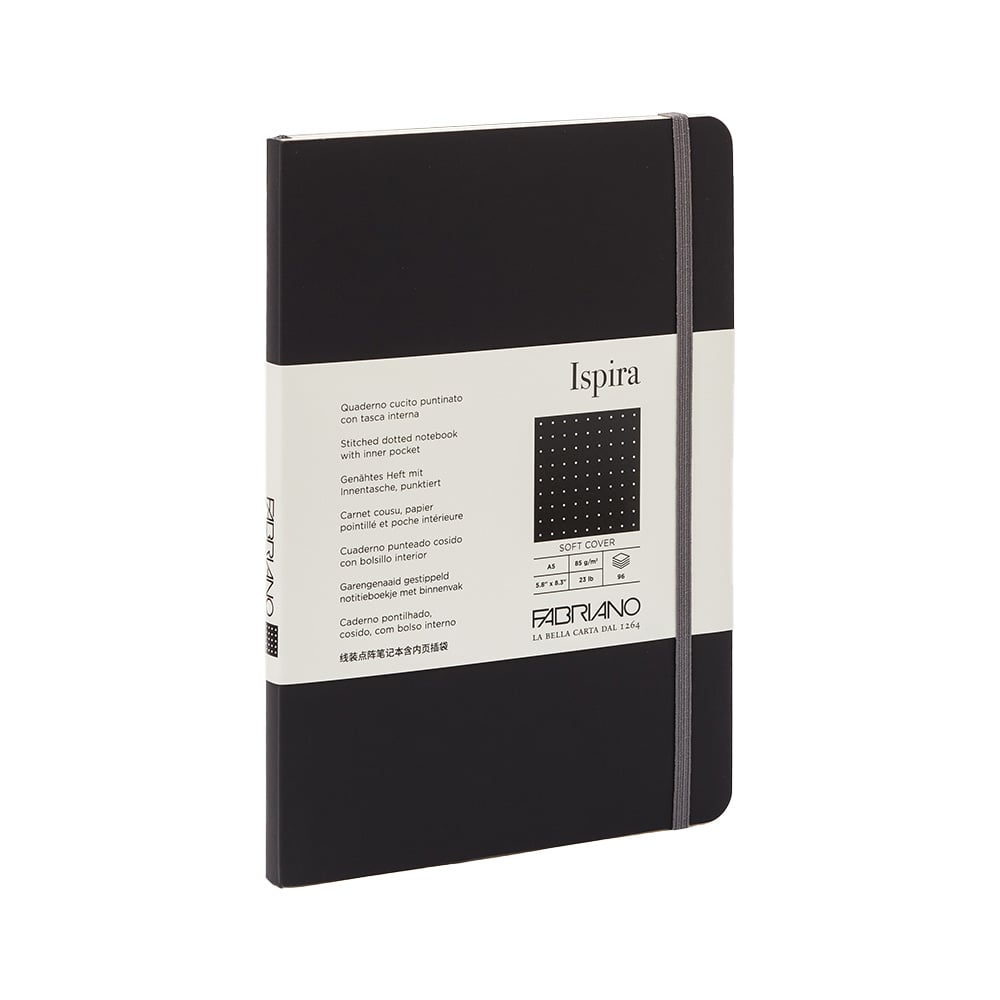 Fabriano Notebook Ispira, A5, dotted, stitched, softcover, 96 sheets, black