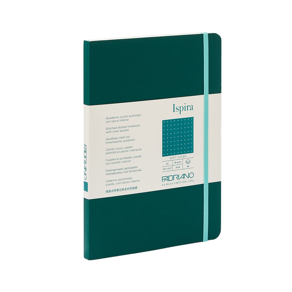 Fabriano Notebook Ispira, A5, dotted, sewn, softcover, 96 sheets, green