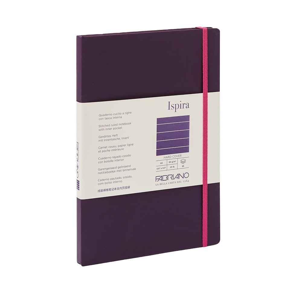 Fabriano Notebook Ispira, A5, wide ruled, stitched, hardcover, 96 sheets, purple