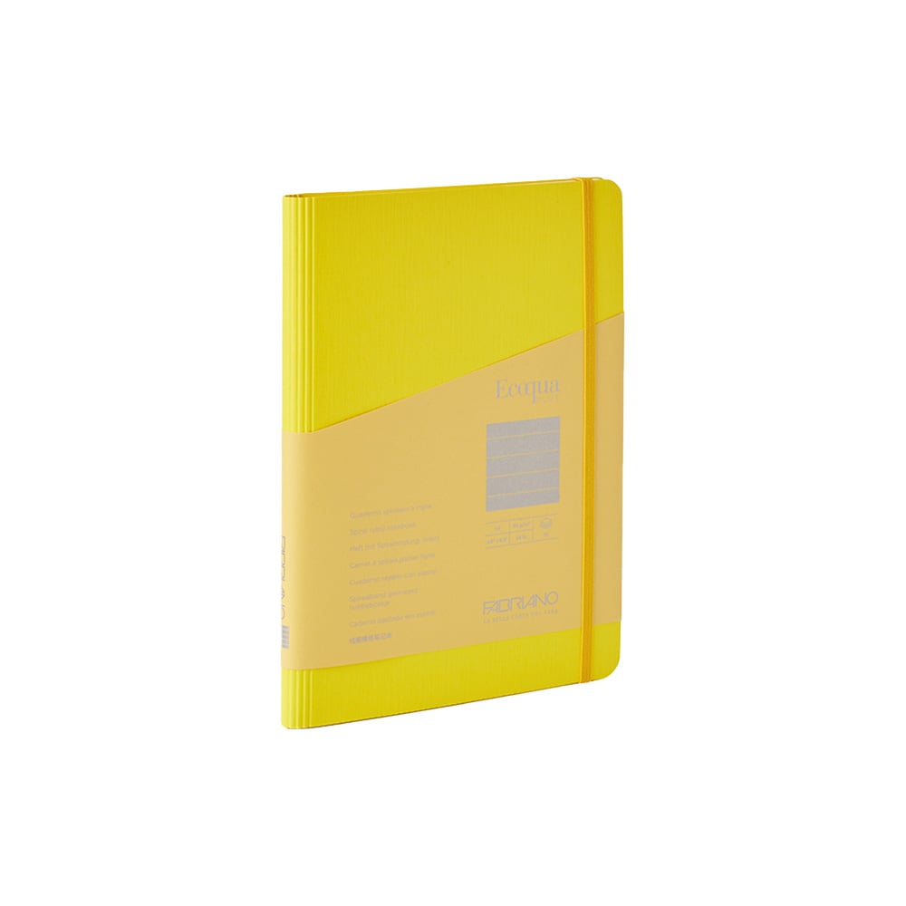 Fabriano Notebook Ecoqua+, A5, cardboard cover, hidden spiral, 70 sheets, yellow
