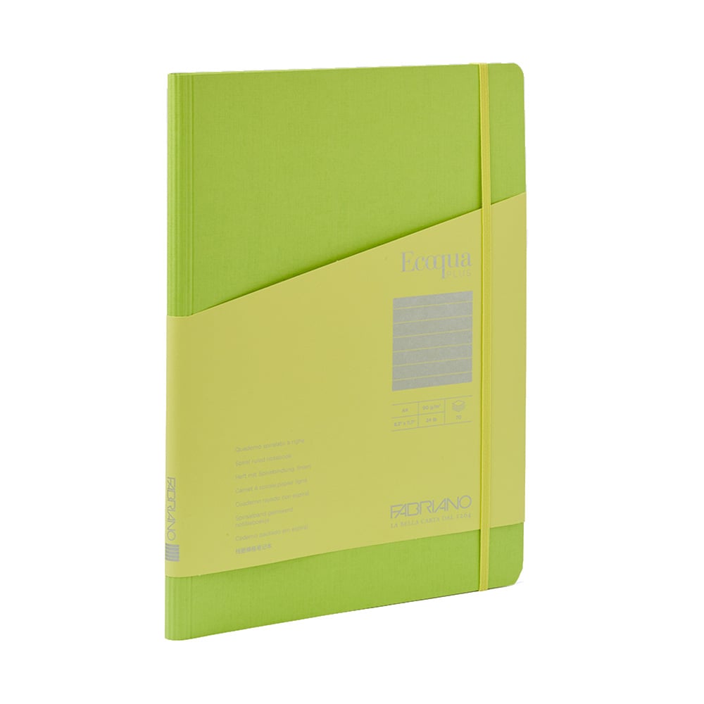 Fabriano Notebook Ecoqua+, A4, cardboard cover, with hidden spiral, 70 sheets, lime