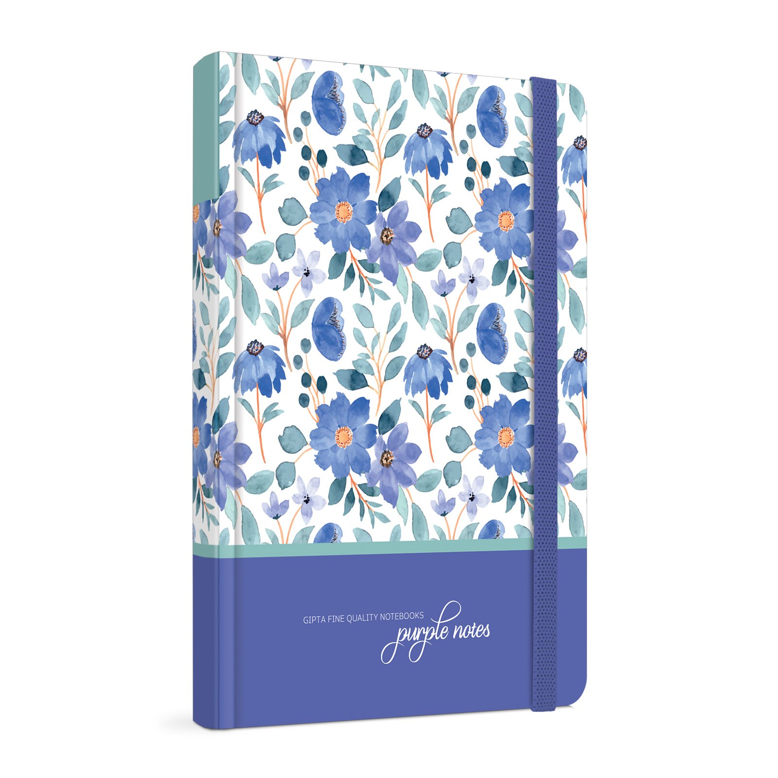 Gipta Notebook Purple Notes, cream paper, wide ruled, hard cover, with elastic, 13 x 21 cm, 120 sheets