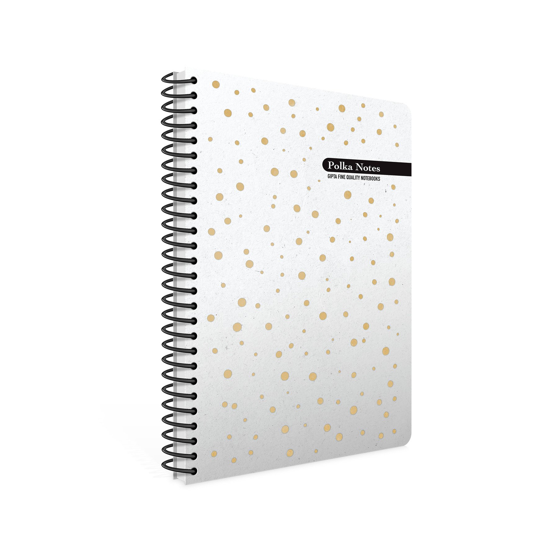 Gipta Notebook Polka Notes, cream paper, lined, hardcover, spiral, 17 x 24 cm, 120 sheets