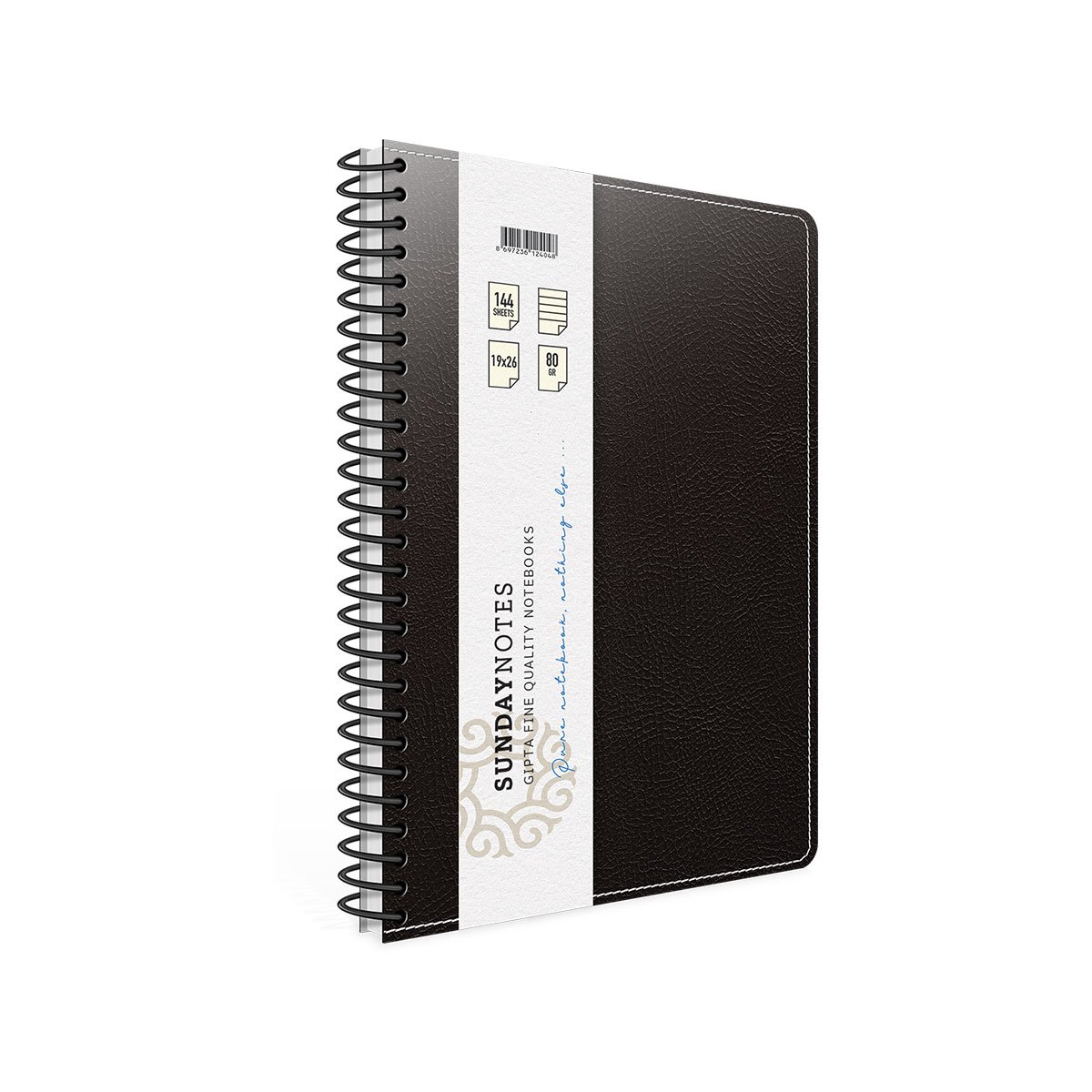 Gipta Notebook Sunday Notes, A4, cream paper, wide ruled, hardcover, spiral, 140 sheets