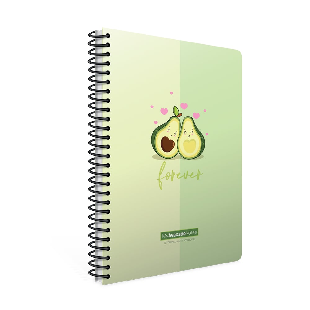 Gipta Notebook Avocado, white paper, wide ruled, spiral, A4, 80 sheets