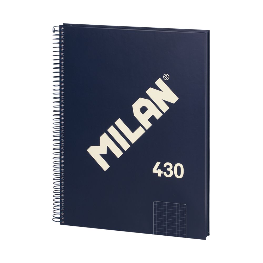 Milan Notebook 1918, A4, small squares, hard cover, spiral, 80 sheets, dark blue