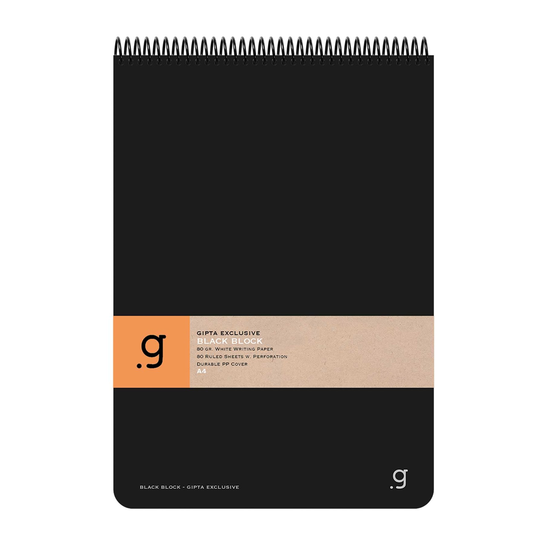 Gipta Pad Black, A4, cream paper, wide ruled, PP cover, 80 sheets