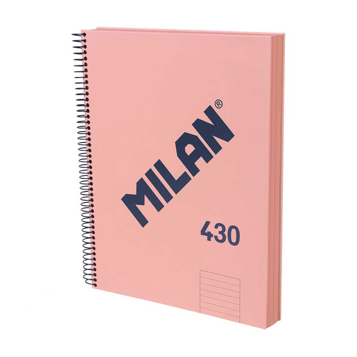 Milan Notebook 1918, A4, wide ruled, hardcover, spiral, 120 sheets, pink