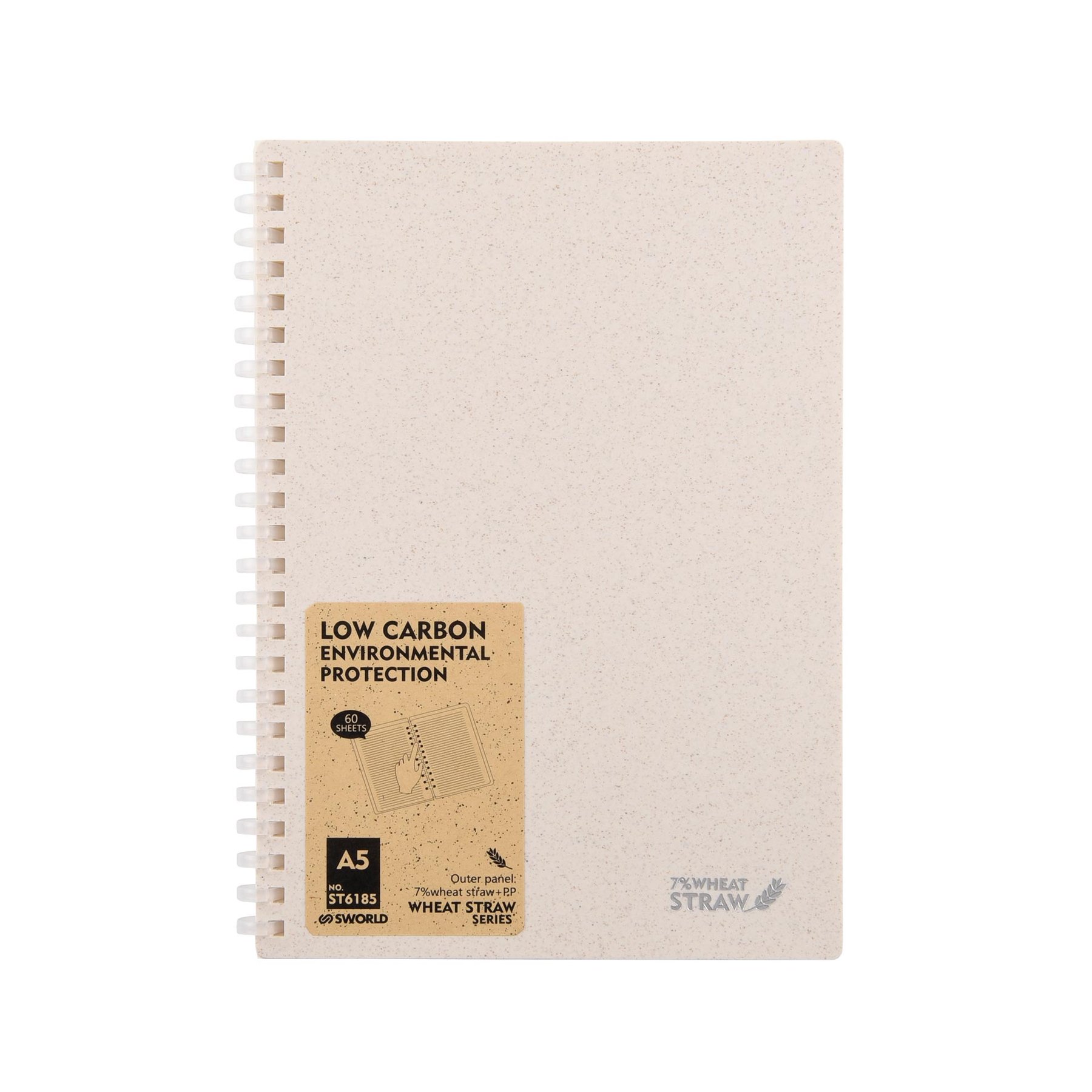 Sworld Notebook Wheat Straw, A5, spiral, 60 sheets, white