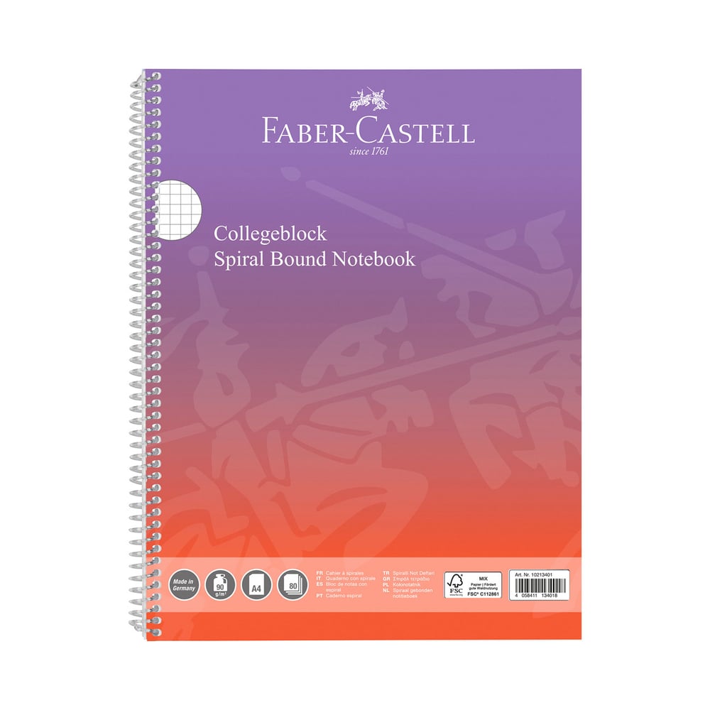 Faber-Castell notebook, A4, squared, Punchy melon, spiral bound, 80 sheets