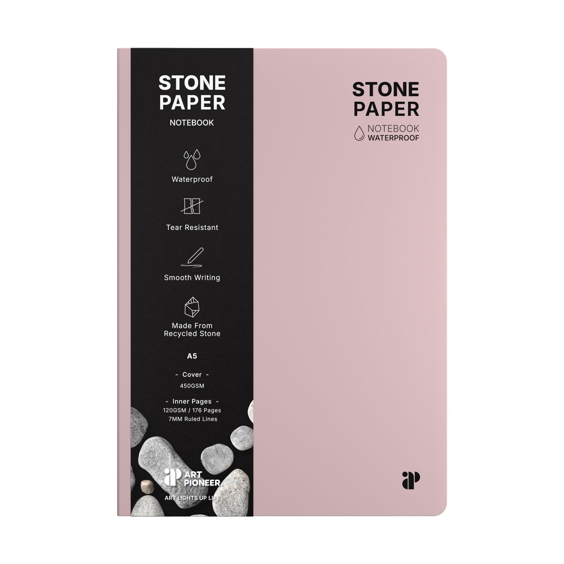 Art Pioneer Notebook Stone Paper, A5, hardcover, 88 sheets, pink