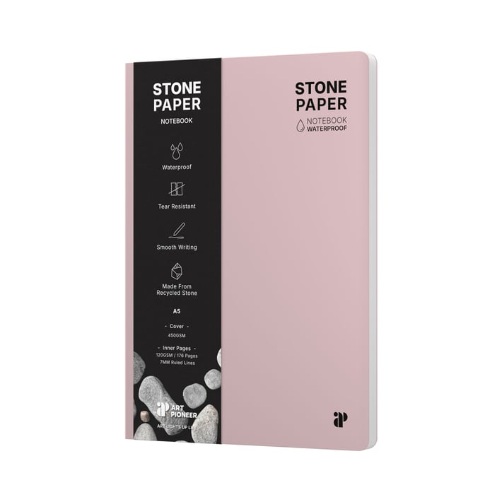 Art Pioneer Тетрадка Stone Paper, A5, твърда корица, 88 листа, розова