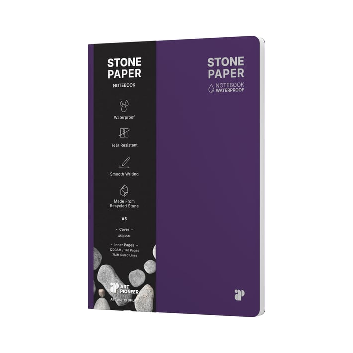 Art Pioneer Тетрадка Stone Paper, A5, твърда корица, 88 листа, лилава