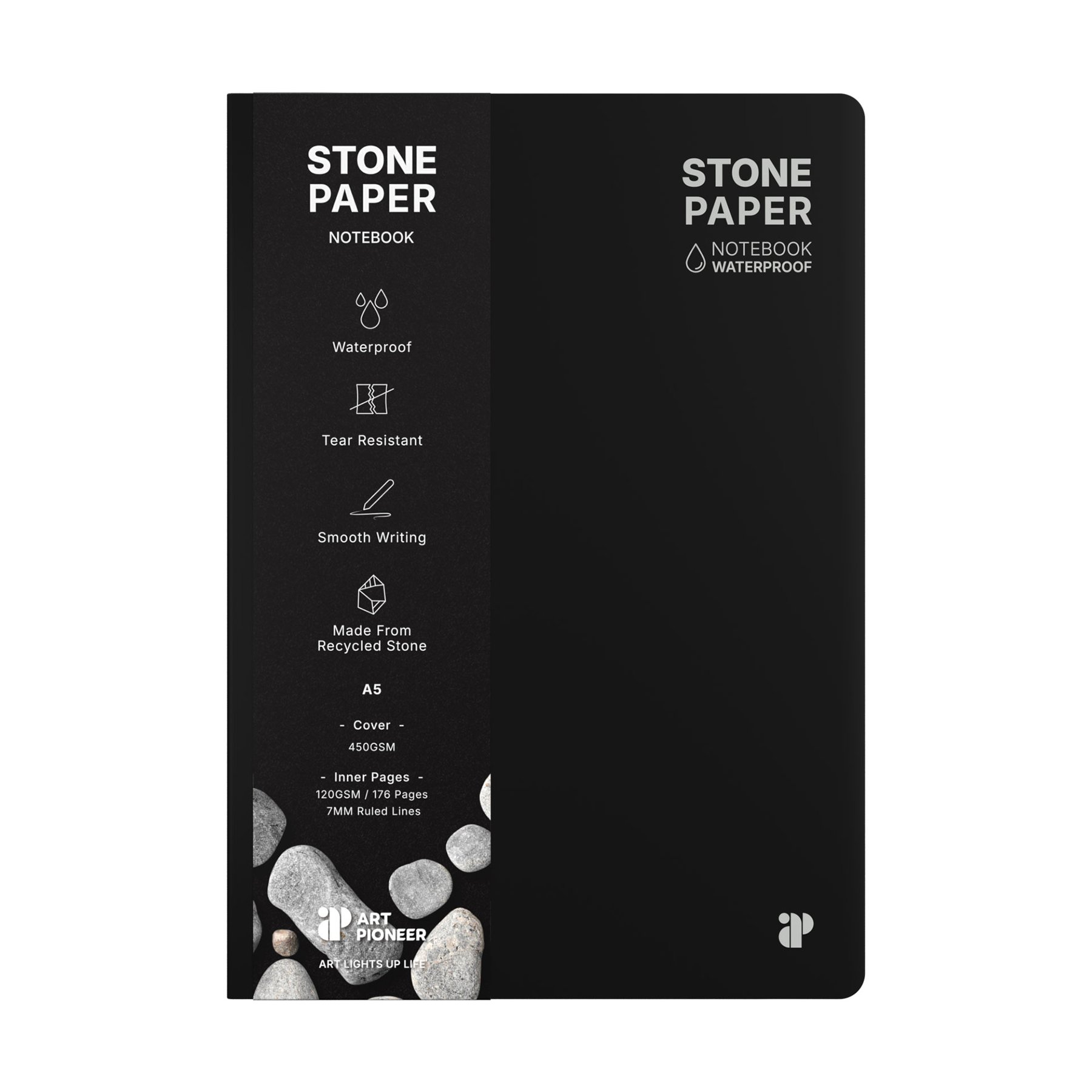 Art Pioneer Notebook Stone Paper, A5, hardcover, 88 sheets, black