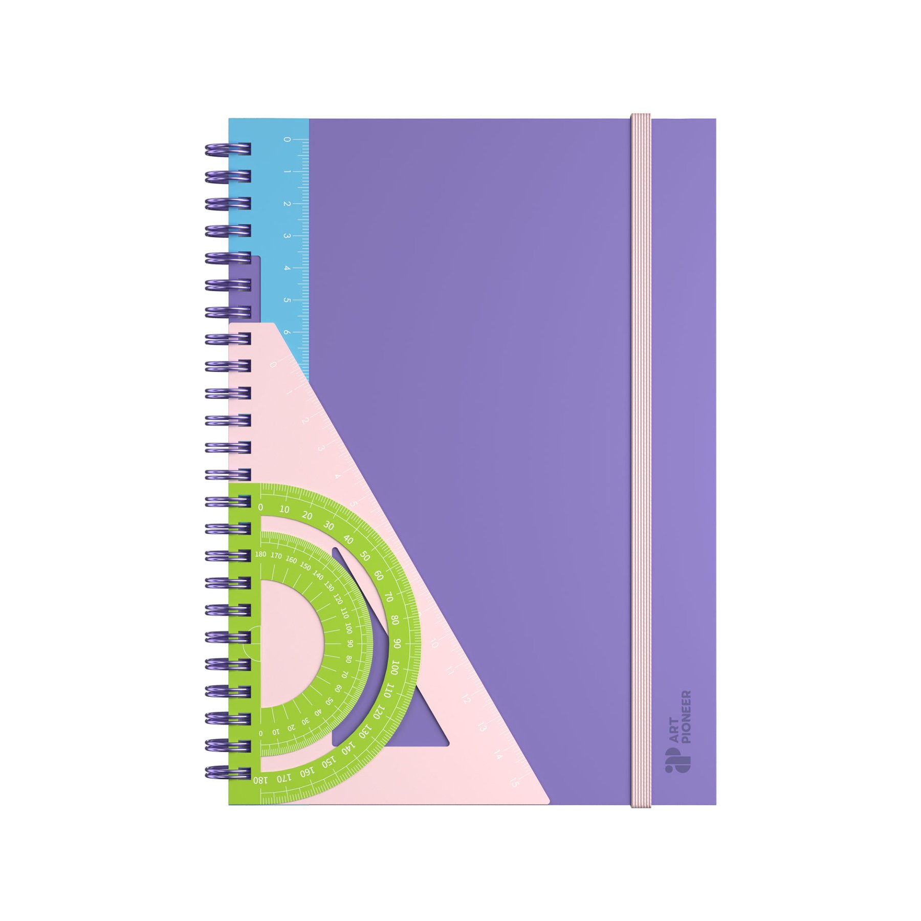 Art Pioneer Notebook, A5, wide ruled, spiral-bound, 80 sheets, purple