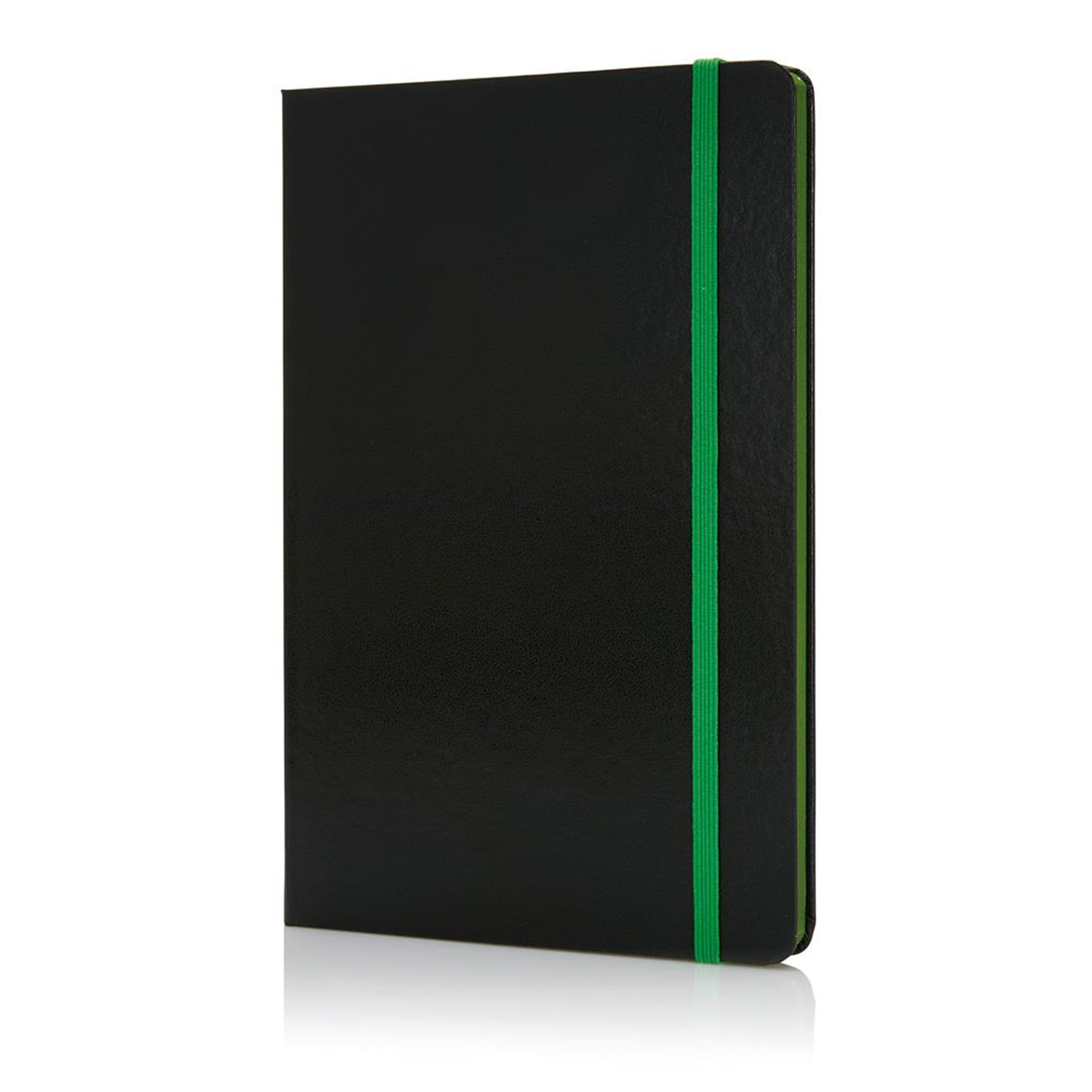 XD Notebook Deluxe, A5, 80 sheets, offset paper, with green elastic, black