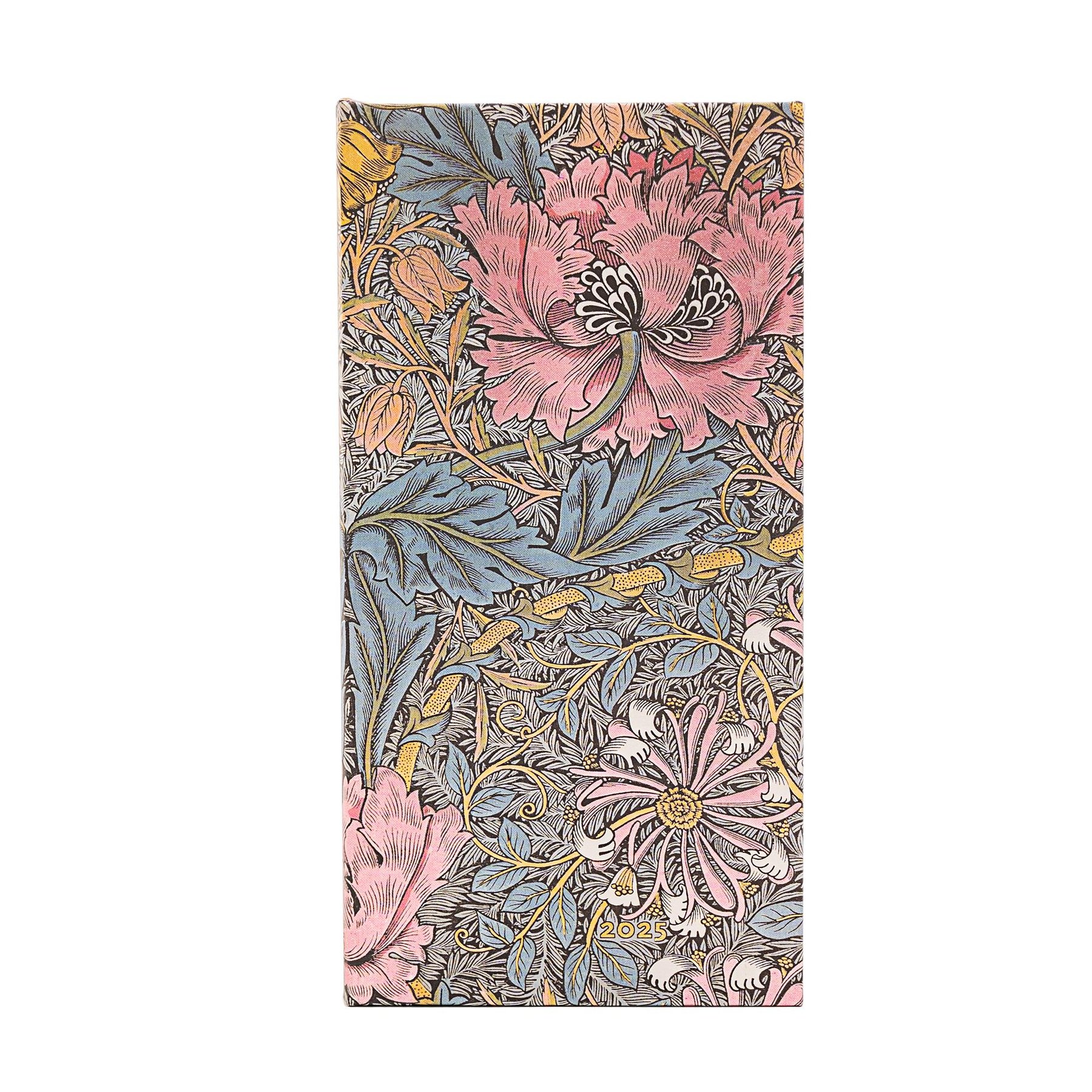 Paperblanks Planner Morris Pink, Slim, horizontal, hard cover, 80 sheets, for 2025
