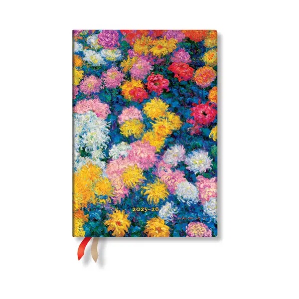 Paperblanks Planner Monet Chrysanthemums, Midi, horizontal, hard cover, 104 sheets, for 2025–2026