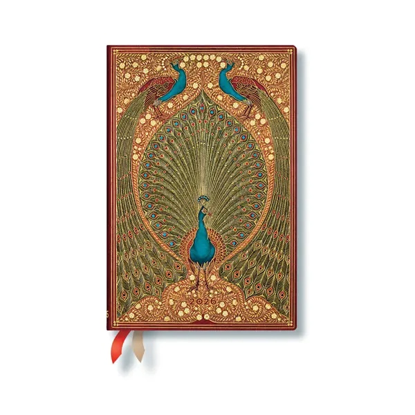 Paperblanks Planner Hafiz's Peacocks, Mini, 1 day per page, hardcover, 208 sheets, for 2026