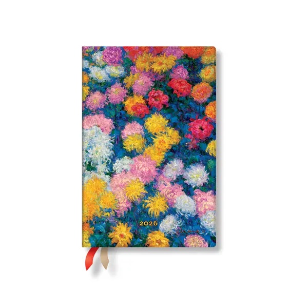 Paperblanks Planner Monet Chrysanthemums, Mini, horizontal, hard cover, 80 sheets, for 2026