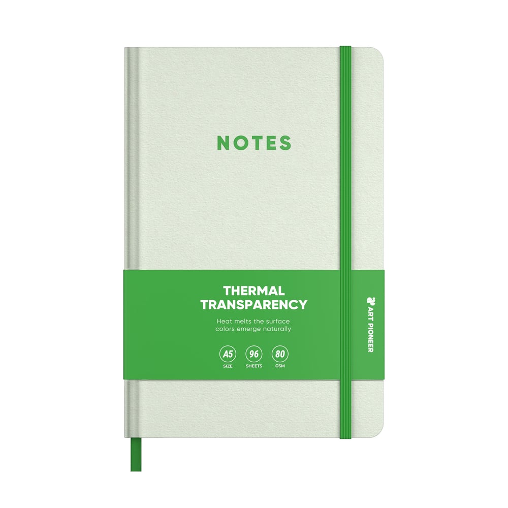 Art Pioneer Бележник, A5, твърда корица, с ластик, 96 листа, зелен