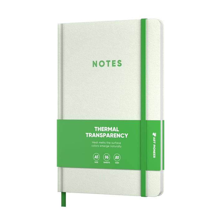 Art Pioneer Бележник, A5, твърда корица, с ластик, 96 листа, зелен