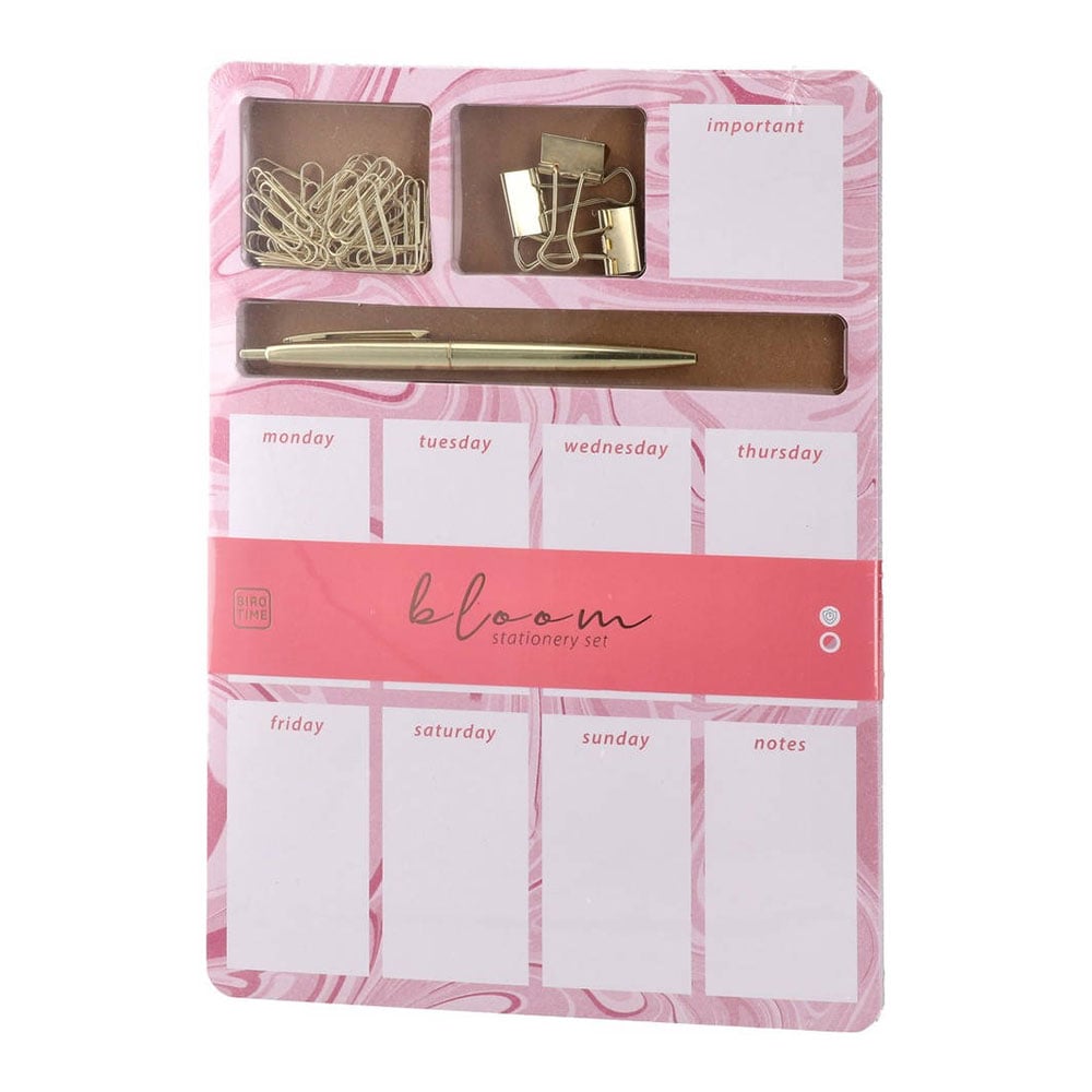 Biro Time Opal Weekly Planner, with stationery, 48 sheets, pink