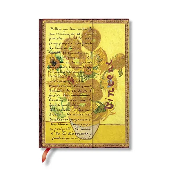 Paperblanks Van Gogh Sunflowers Notebook, Midi, wide ruled, hardcover, 72 sheets