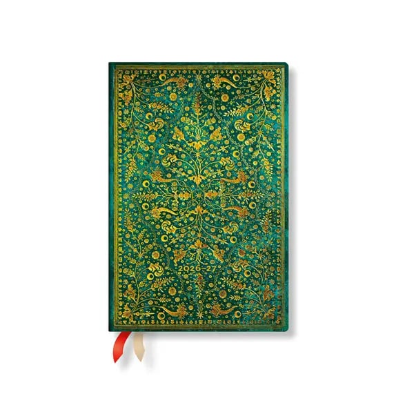 Paperblanks Planner Emerald Flower, Mini, horizontal, hardcover, 112 pages, for 2026-2027