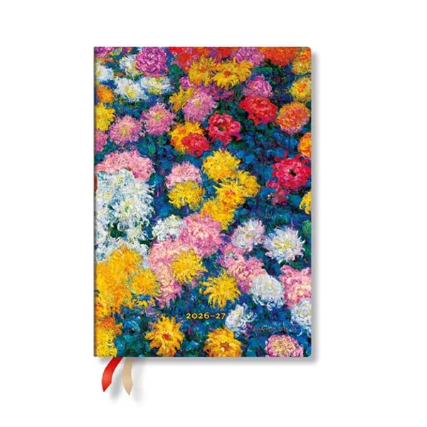 Paperblanks Planner Monet's Chrysanthemums, Midi, horizontal, hardcover, 112 pages, for 2026-2027
