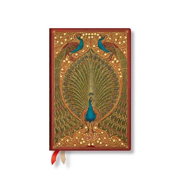 Paperblanks Planner Hafiz's Peacocks, Mini, 1 day per page, hardcover, 216 pages, for 2027
