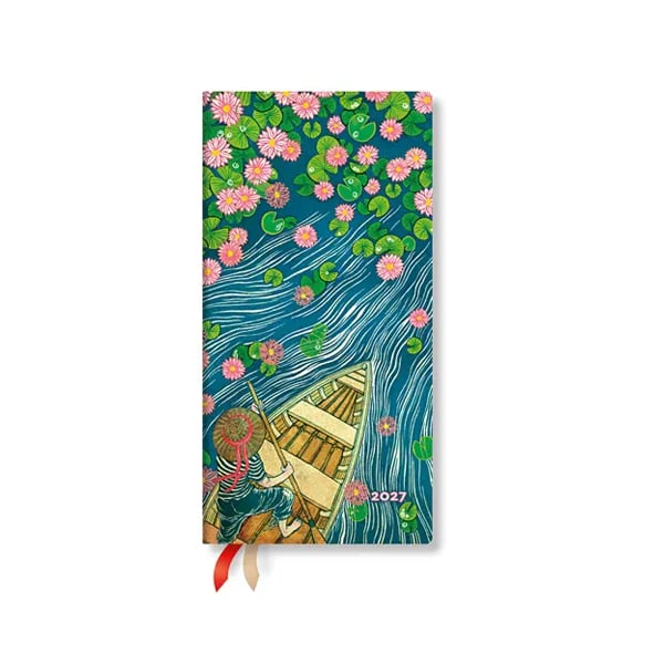 Paperblanks Planner Lotus River, Slim, horizontal, hardcover, 88 pages, for 2027