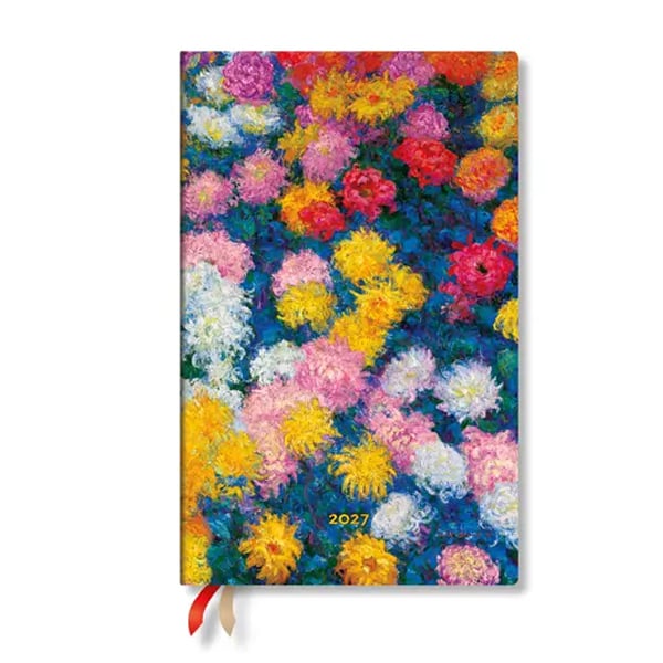 Paperblanks Planner Monet's Chrysanthemums, Maxi, horizontal, hardcover, 88 pages, for 2027