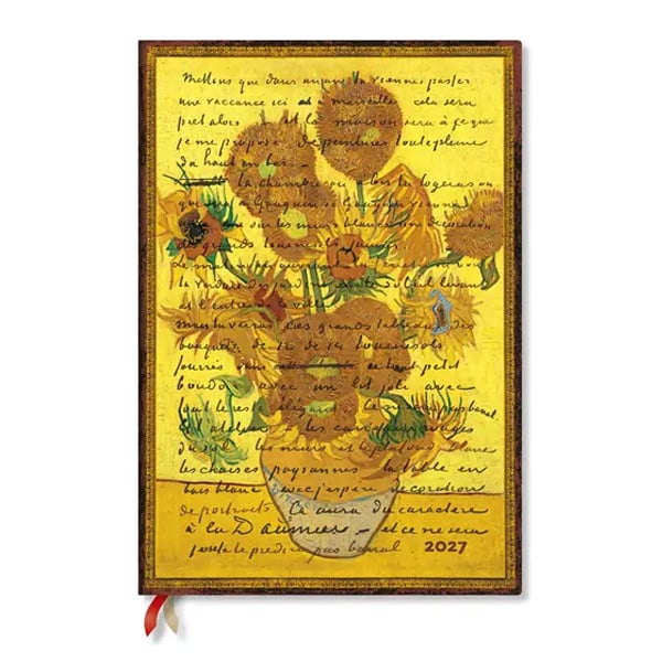 Paperblanks Planner Van Gogh Sunflowers, Grande, vertical, hardcover, 88 pages, for 2027