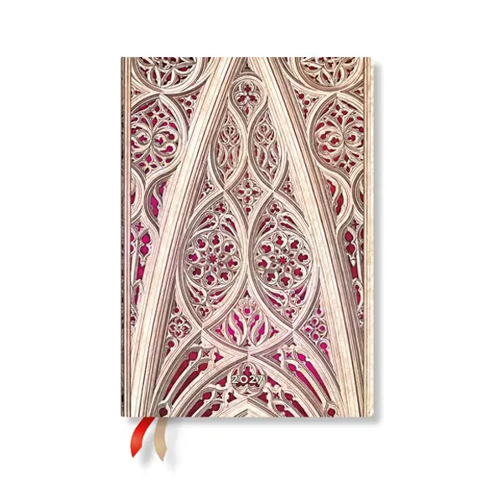 PAPERBLANKS DUOMO DI MILANO BURGUNDY PLANNER HORIZONTAL MIDI SC 2027