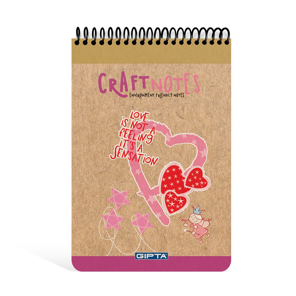 Gipta Craft Notes Pad, A5, white, wide ruled, micro-perforated, hard cover, spiral, 100 sheets
