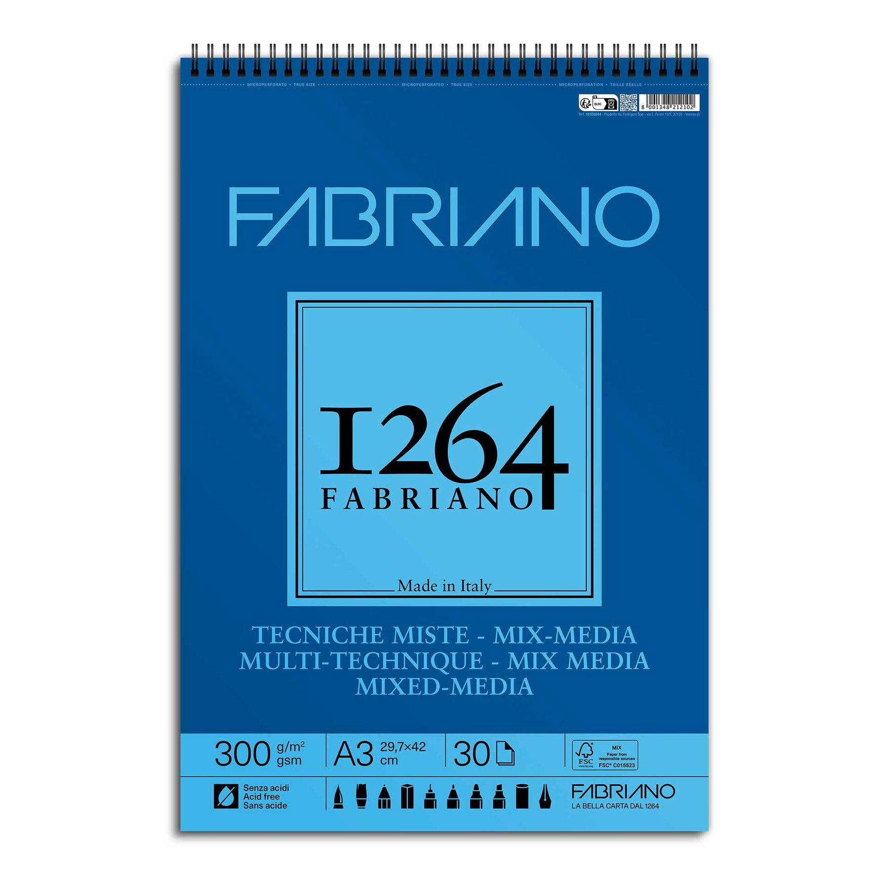 Fabriano Sketchbook, mixed media, A3, 300 g/m2, textured, 30 sheets