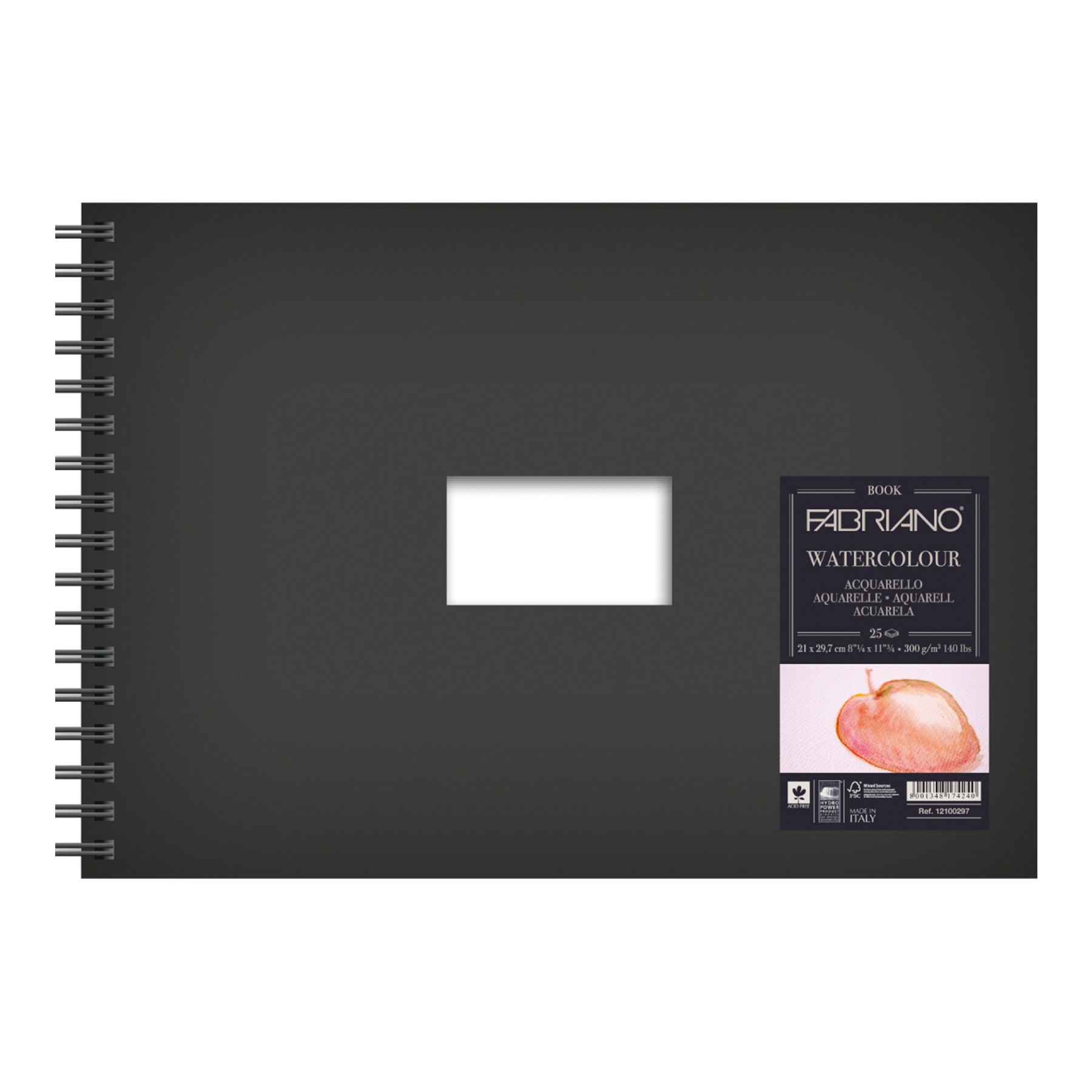 Fabriano Drawing Pad, A4, 300 g/m2, 25% cotton, spiral, hardcover, 25 sheets